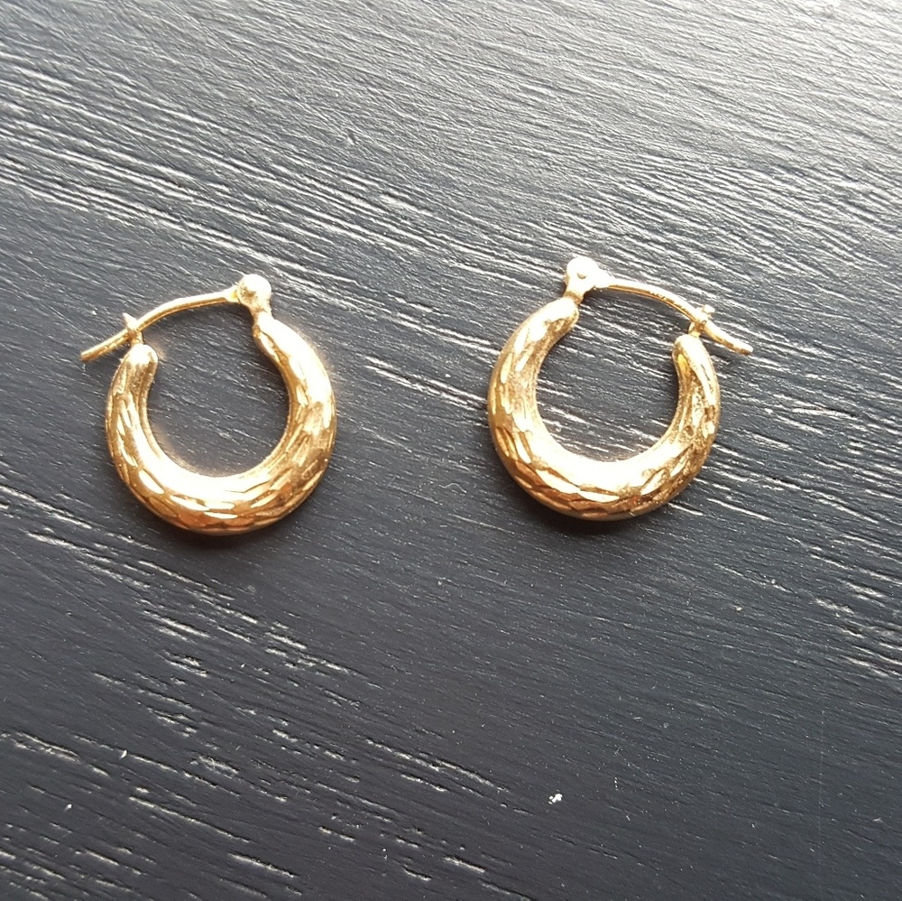 Small hoop gold earrings